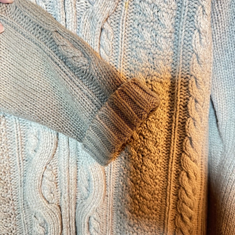Tommy Bahama Indigo Palms Cable Knit Sweater Full Zip Wool Blend Chunky M Large - Picture 6 of 9